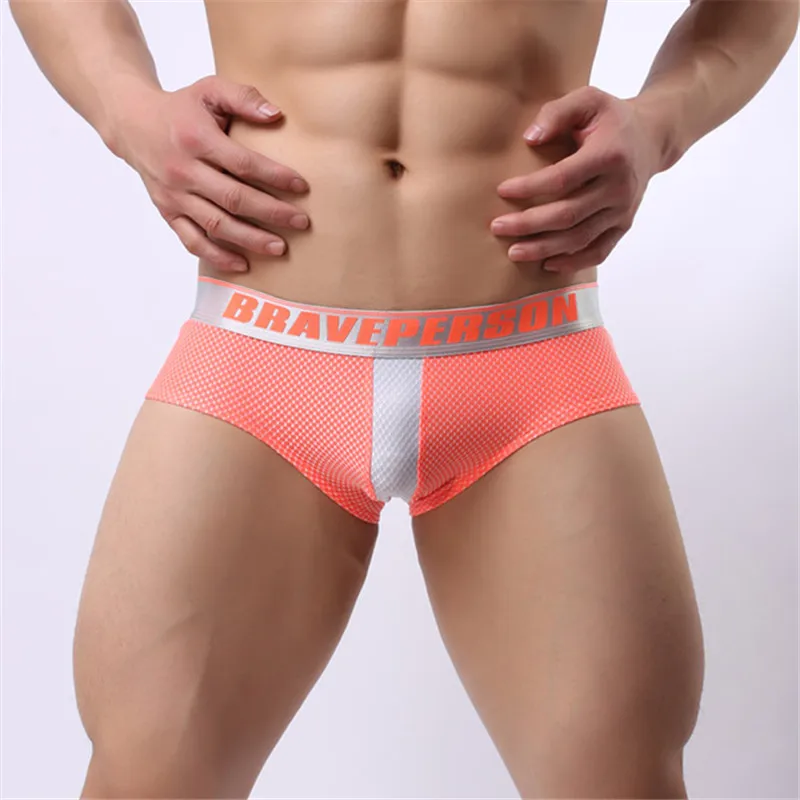 New Sexy  Men\'s Briefs Shorts BRAVE PERSON Trunks Low Waist Hit Color Underwear B1152