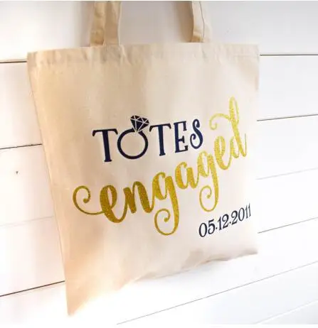 

Personalized date Engagement wedding tote bags hen Party gift keepsake Bags Bachelorette bridal shower favors