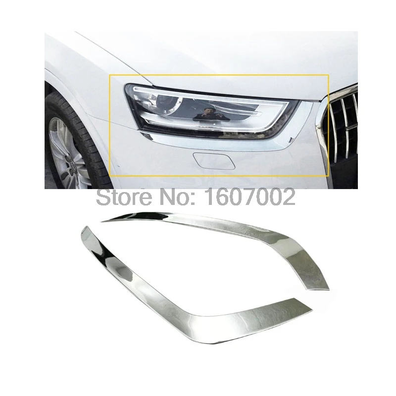 

For Audi Q3 2012 2013 2014 ABS Chrome Headlight Lamp eyebrow headlight cover trim Front Fog Light Foglight Lamps Cover Eyebrow