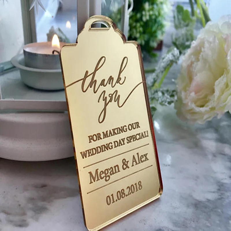 Wedding Thank You Cards Thank You Gift Tags Personalised Names Save the Date Custom Gold Wedding Favor Bridal Shower Party