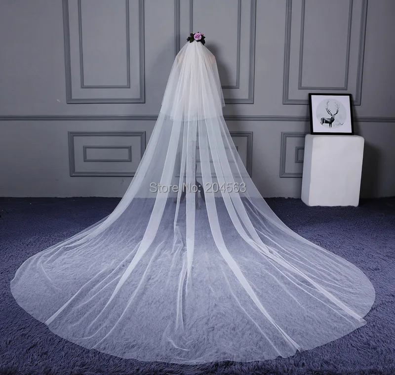 

Two-Layer Simple Tulle Wedding Veil Long Cheap Bridal Veils with Comb