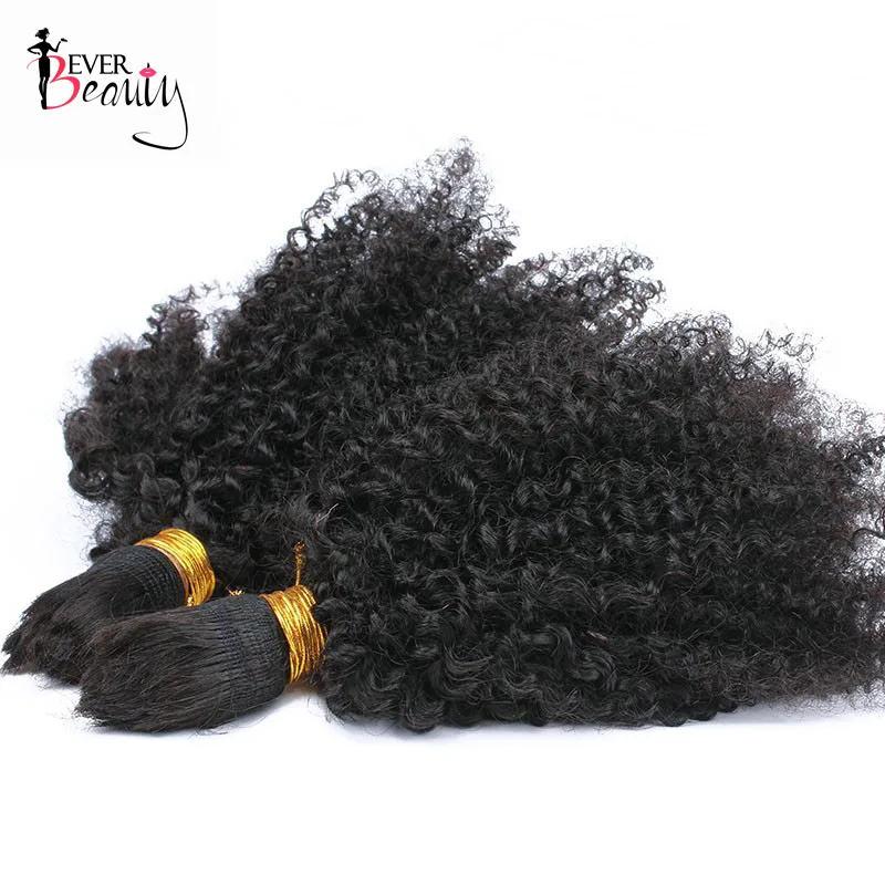 Human Braiding Hair Bulk No Weft Mongolian Afro Kinky Curly Bulk Hair For Braiding Remy Hair 3Pcs/Lot Crochet Braids Ever Beauty