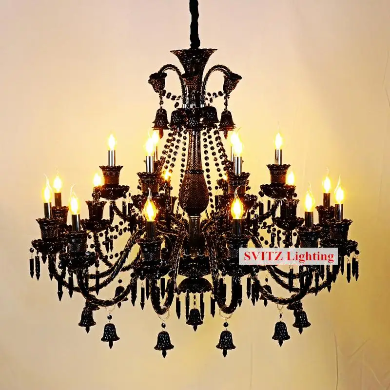 

Antique Black Chandelier led Glass hanging Light with Shade for Living Room Bedroom led candelabro kitchen Bar lighting lustres