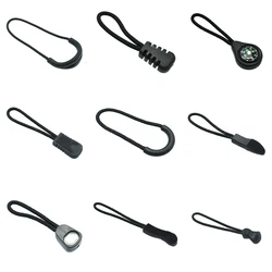 10pcs/pack Zipper Pulls Cord Ends Strap Lariat Black For Apparel Accessories 9 Style