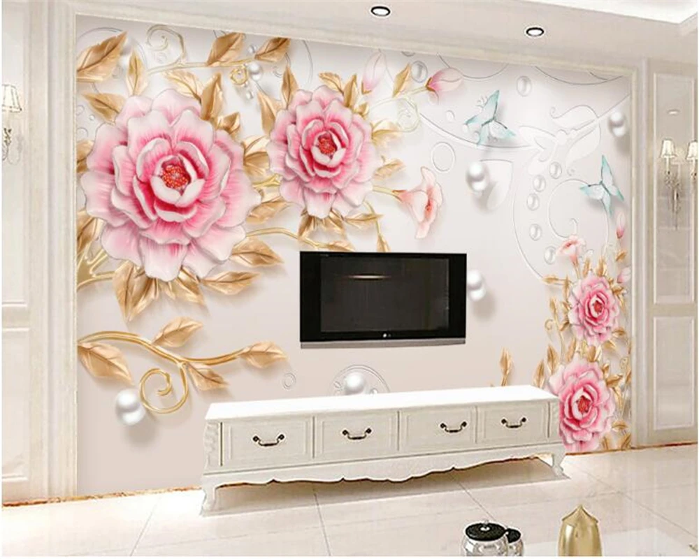 beibehang Senior fashion decoration 3d wallpaper relief three-dimensional personality peony Chinese modern simplicity wall paper