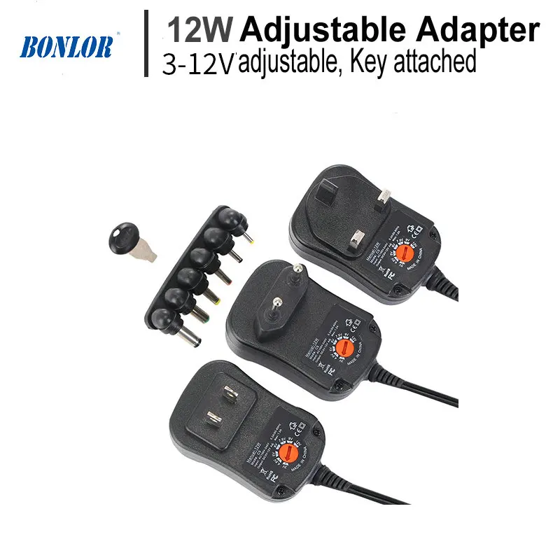 12W AC/DC Adapter Adjustable Power Adapter 3V 4.5V 5V 6V 7.5V 9V 12V 2A 2.5A Universal Charger Supply for CCTV Camera & Router