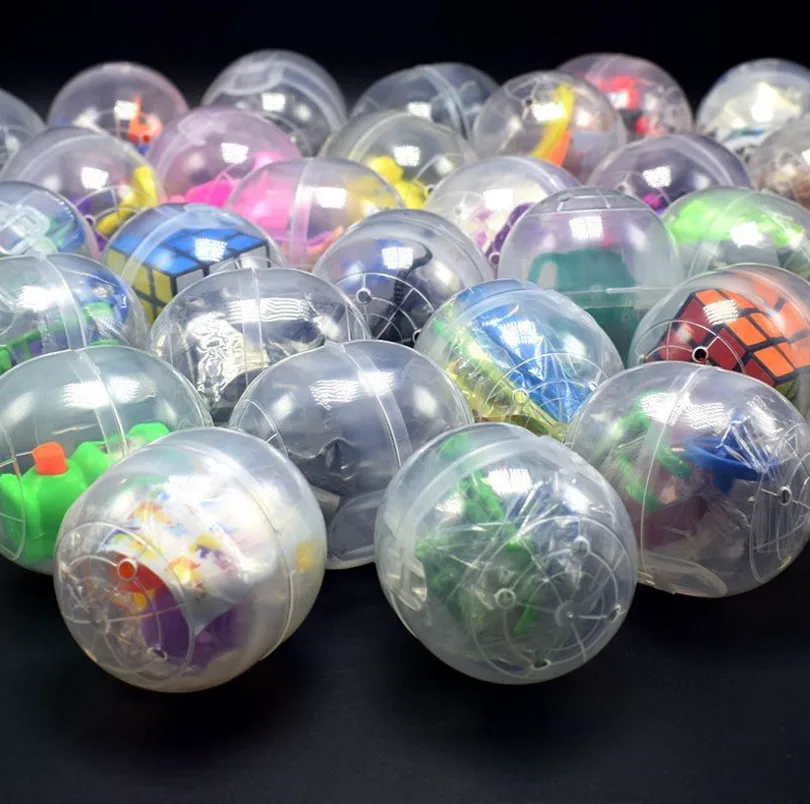 10pc/pack 47mm*55mm Clear Plastic Siamese Capsules Toy Balls With Different Toy Ramdom Mix For Vending Machine