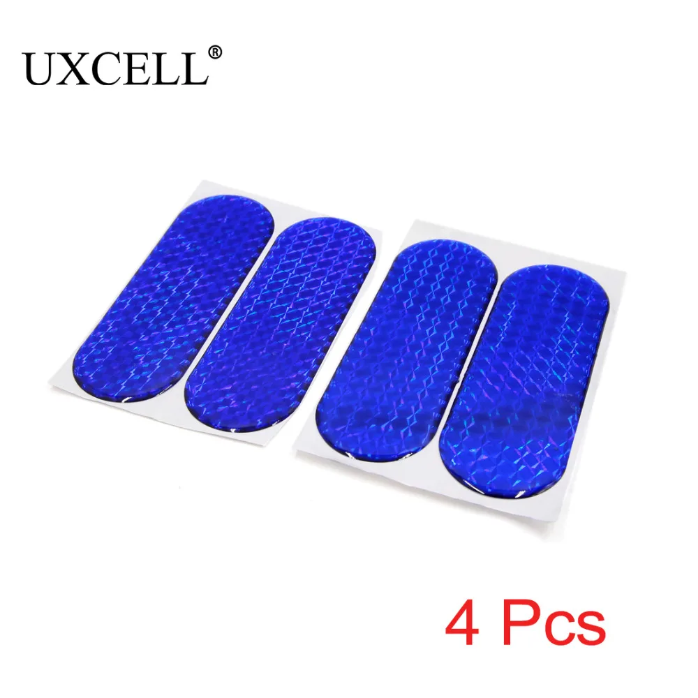 UXCELL 4Pcs Blue Reflective Safety Warning Self-adhesive Reflector Tape Sticker for Car