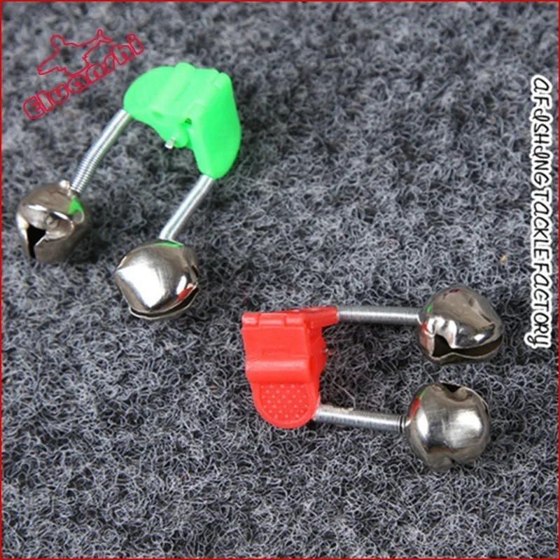 2/5/10Pcs Twin Bells Clip Alerter Fish supplies Bite Alarm throw Fishing tools and accessories Tackle Red stick Rod throwing