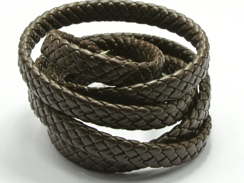 16.4 Feets Brown Flat Braided Synthetic Leather Cord 10X4mm