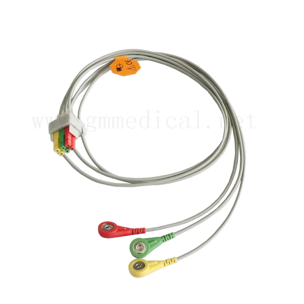 

Compatible with Datex-Ohmeda ECG leadwires cable 3-leads,IEC, Snap/Grabbe , for patient monitor.