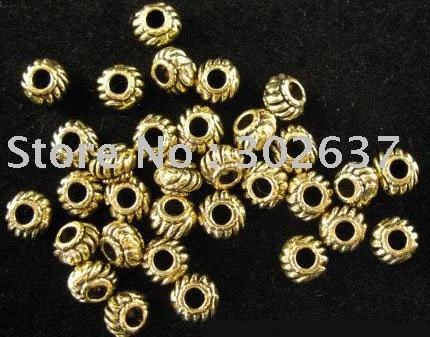 

FREE SHIPPING 450pcs Antiqued gold striate spacer bead A918G