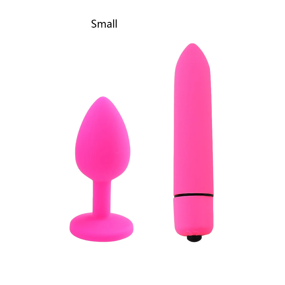 Jewelry Design Bullet Vibrator Unisex Anal Butt Plug Ass Massage Vaginal Masturbation Sex Toy Sets for Women Gay Couple Pink