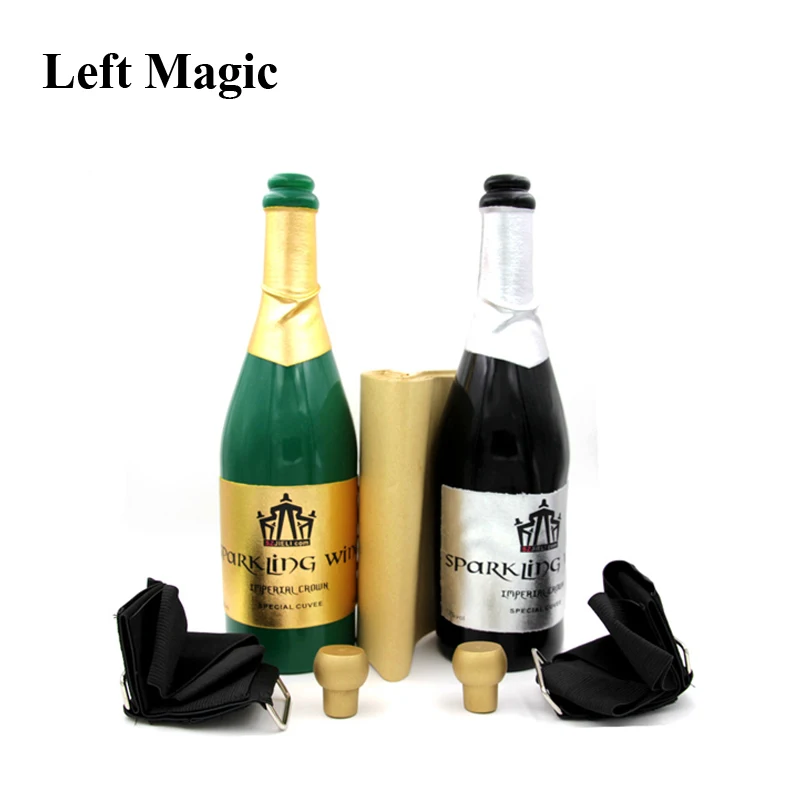 New Vanishing Champagne Bottle Magic Tricks LATEX((Black Or Green) Wine Bottle Stage Close Up Magic Trick Props Gimmick G8217