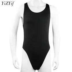 YiZYiF Sexy Lingerie Body stocking for Mens Sleeveles Stretchy Thong Wetlook Leotard Gay Bodysuit for Men's Undershirt BodySuit