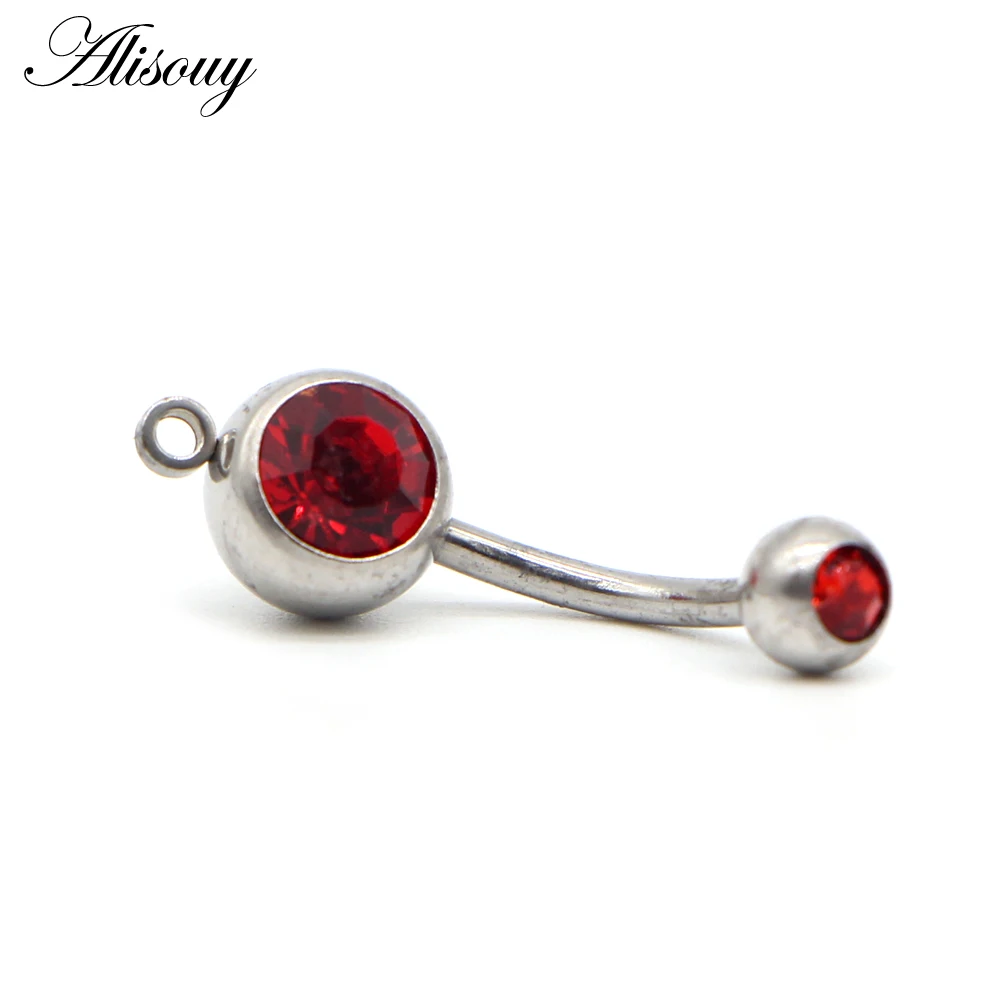 Alisouy 10pcs/lot Crystal Belly Button Rings Belly Bar Rhinestone Piercing Navel Ring For Women Body Jewelry with DIY hole style