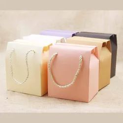Mulit color gift box with handle string blank paper wedding/candy/teas/nuts/cookies/gifts package handle box 8.9*6.7*10.5cm 10pc
