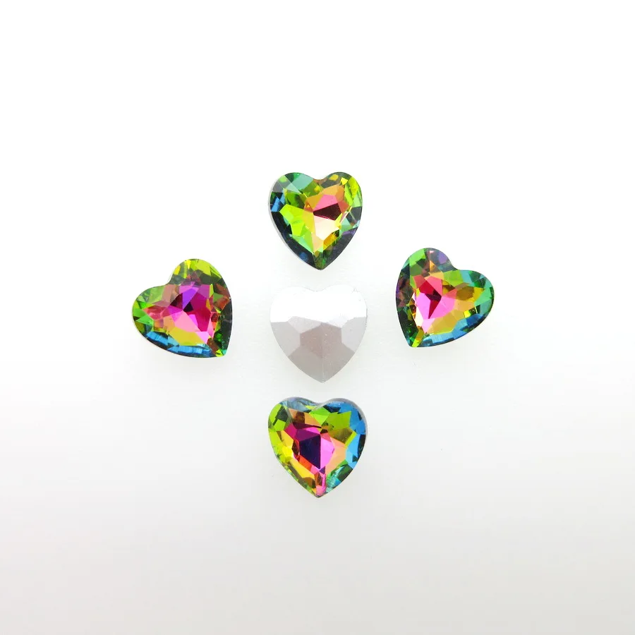 AB colors 8mm 10mm 12mm 14mm 16mm 18mm 27mm heart shape glitter glass Crystal glue on rhinestones crafts diy colorful decoration