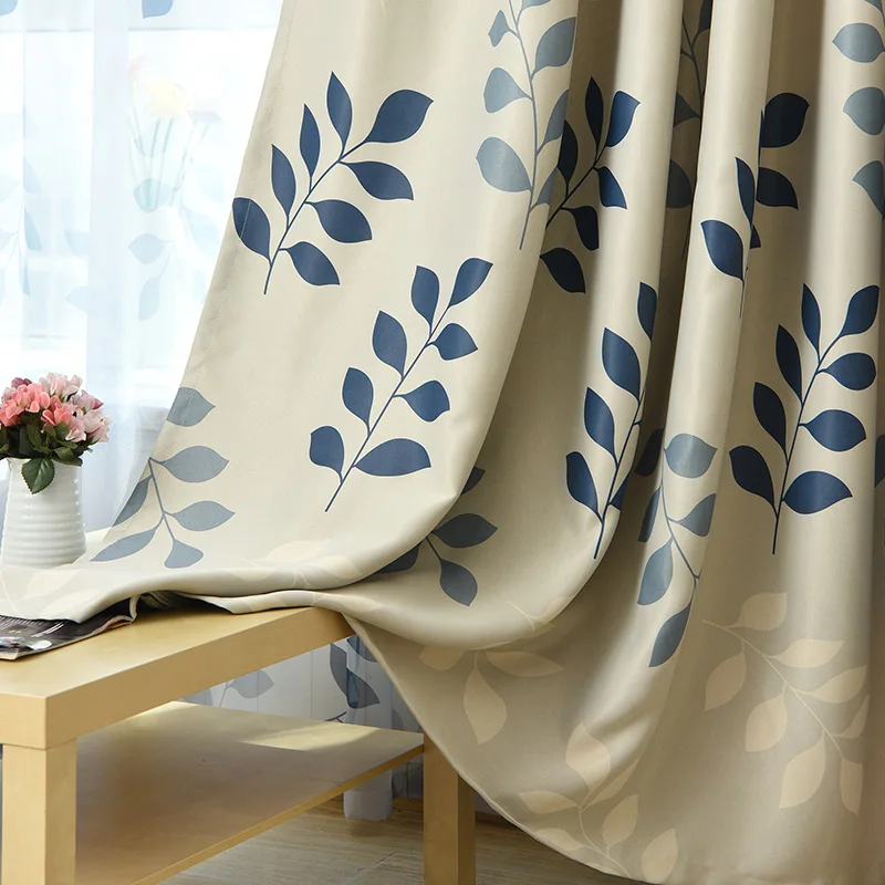 Modern Green Leaf Pattern Ready Made Custom Curtains for Living Room Bedroom Kids Children Room Home Decoration