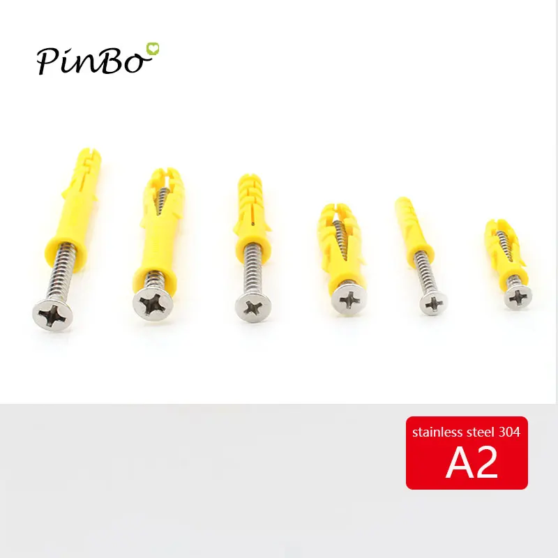100pc M6*30 sleev nylon wall plug Expansion Tube Screw Bolts Plastic with screw