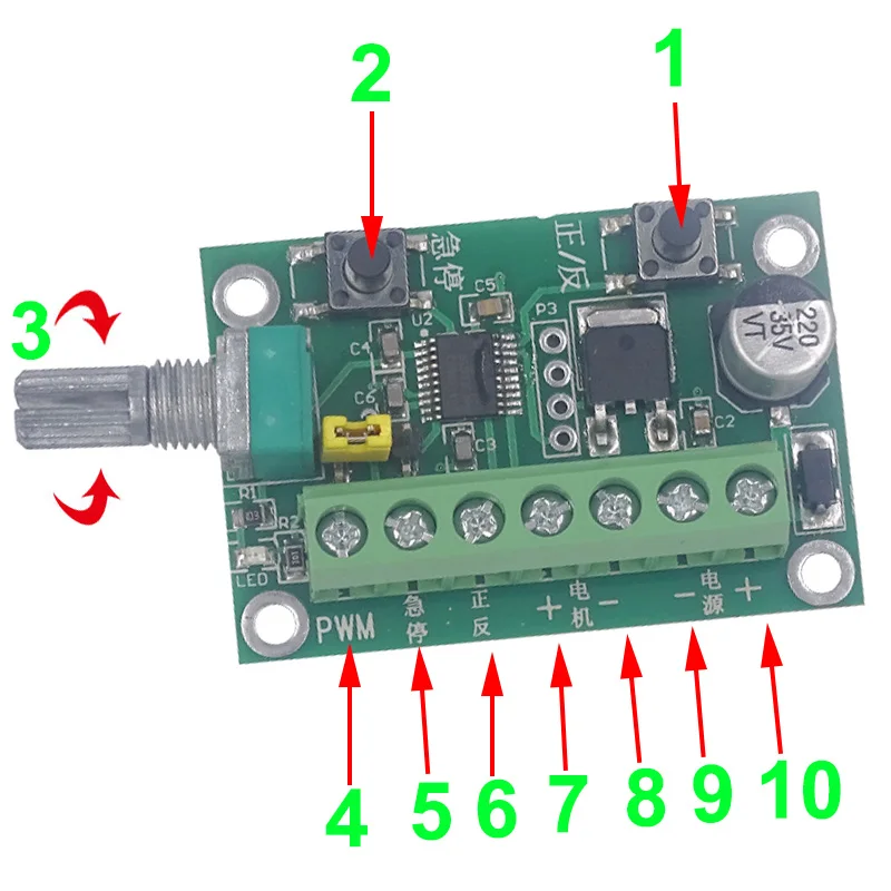 Wholesale 6V 12V 24V PWM DC Brushless Motor Controller 6 To 30V BLDC Speed Controller Reverse Switch Use In DC Motor Controller