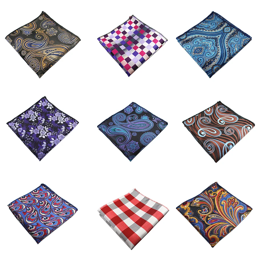 Ricnais Mannen Zakdoek Zijde Geweven Plaid Bloemen Patroon Hanky mannen Business Casual Vierkante Zakdoek Bruiloft Zakdoeken