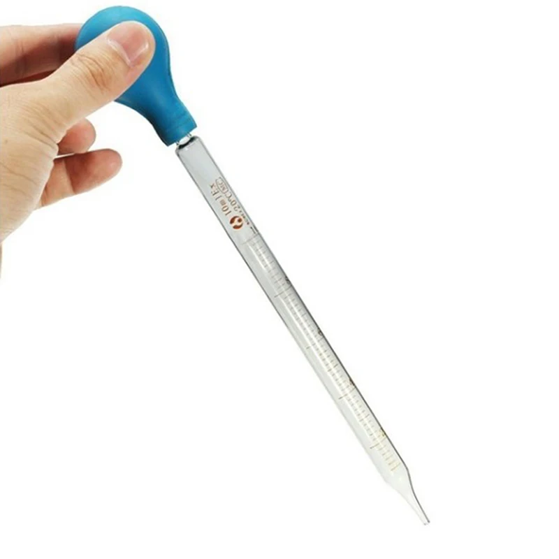 1Pc 10ml Rubber Head Glass Dropper Glass Pipette Lab Dropper Pipet With Scale Line Blue&Transparent