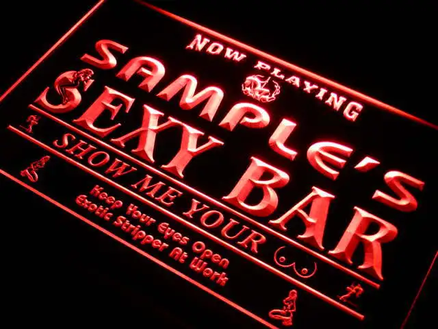 

qk-tm Name Personalized Custom Sexy Bar Now Playing Stripper Bar Beer Neon Light Signs with On/Off Switch 7 Colors 4 Sizes