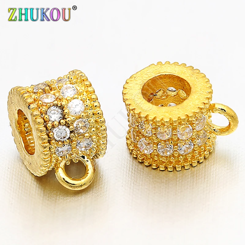 7*5mm Supplies for Brass Cubic Zirconia Round Beads DIY Jewelry Findings Accessories,Hole: 3mm, Model: VZ127