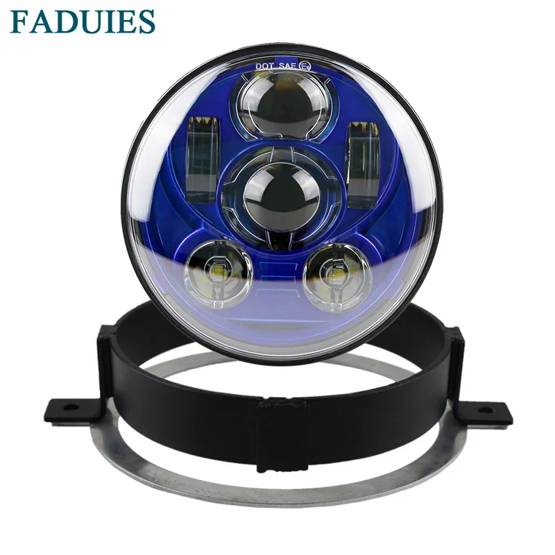 

FADUIES For Honda Motorcycle VTX 1800, VTX 1300 5 3/4" LED Blue Headlight Kit with Bracket and Hardware - Plug and Play