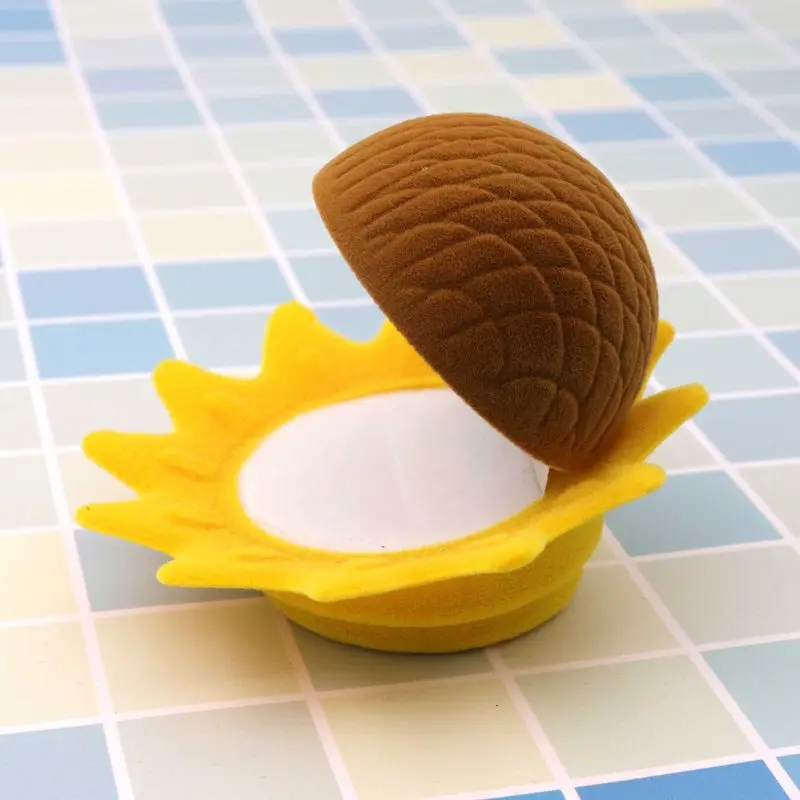 Gelbe Sonnenblume Samt Ring Box Ohrringe Geschenk Geschenkboxen Verpackung für Schmuck Hochzeit Verlobung Display Halter Großhandel – Detail 8