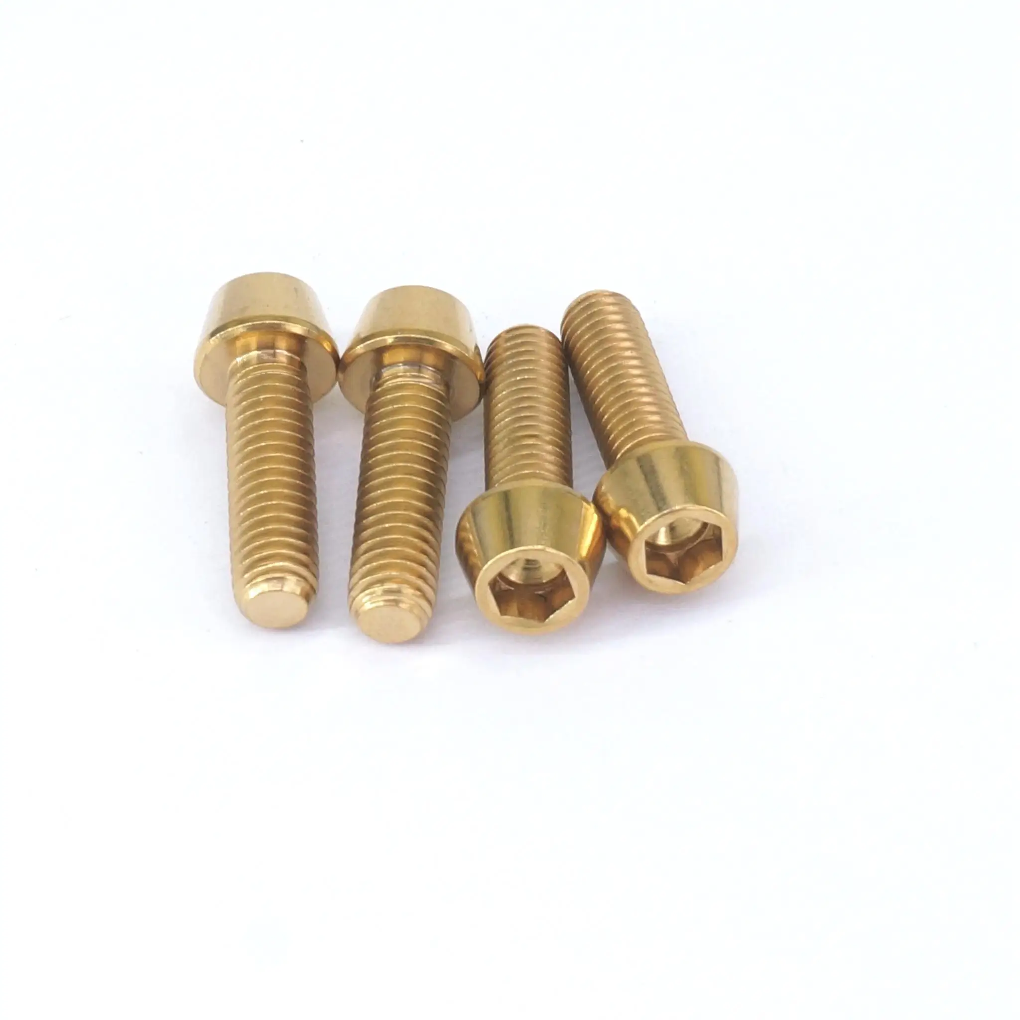 4 PCS M6x20mm Golden GR5 Titanium Cone Head Screw For Bicycle Disc Brake Cover