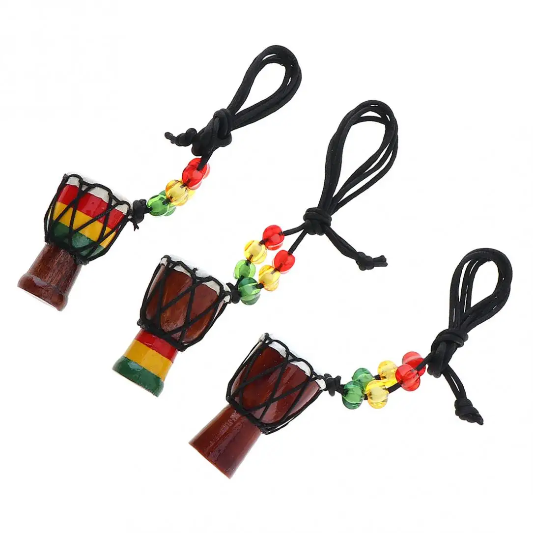 5pcs Mini Lightweight Individuality Djembe Pendant Percussion Musical Instrument Necklace African Hand Drum Accessories Toy