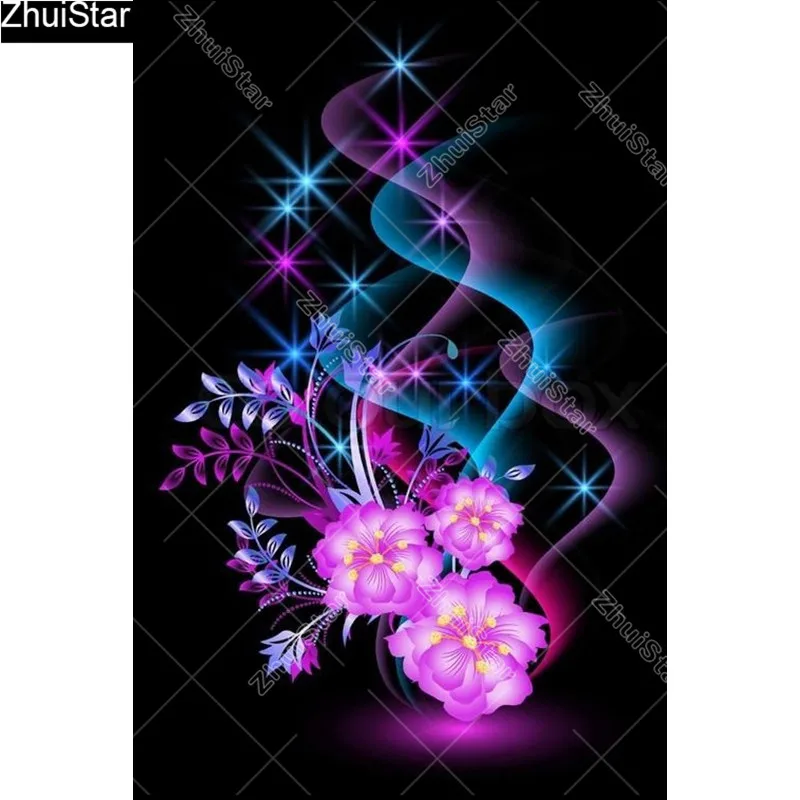 

Full Square 5D DIY Diamond Painting "Pink flowers" Embroidery Cross Stitch Mosaic Home Decor Gift CJ48