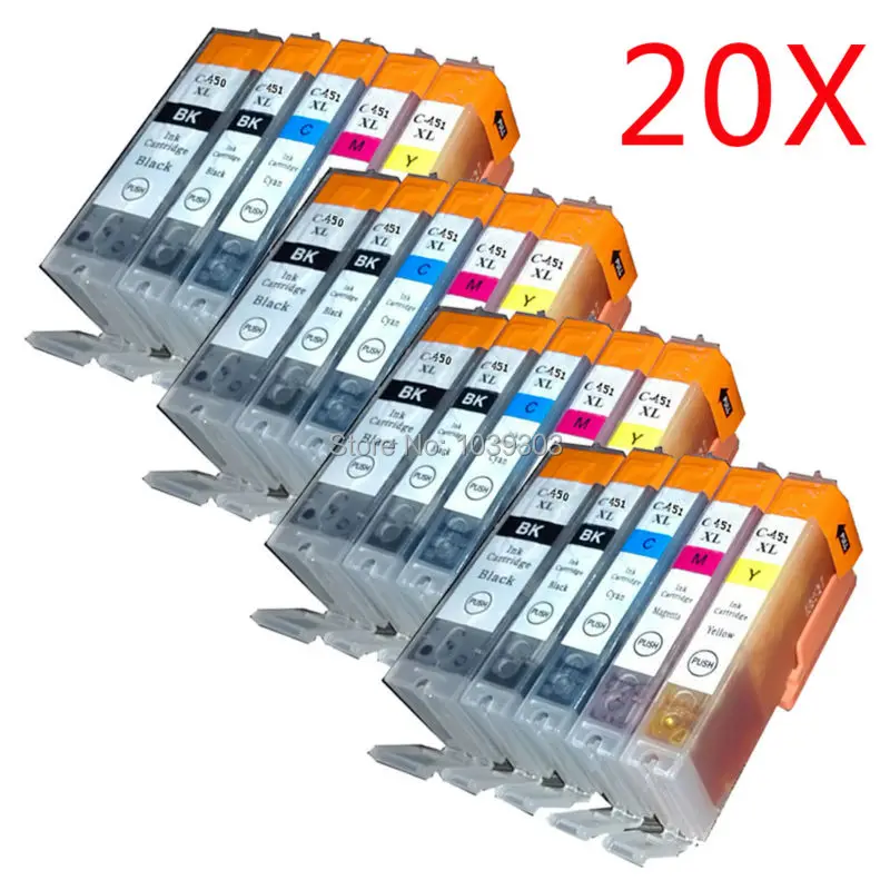 

20x PGI450 CLI 451 Ink Cartridge Compatible for Canon IP7240 MG5540 MG6440 MG6640 MG5640 MX924 MX724 IX6840 for Ukraine Middle E