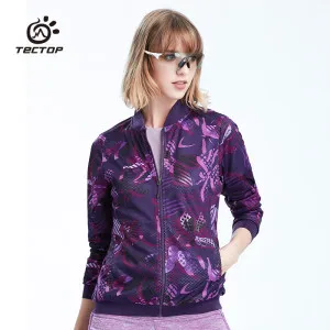 TECTOP outdoor men women Camouflage printing knitting jacket Breathable windproof Long sleeves baseball collar camping coat