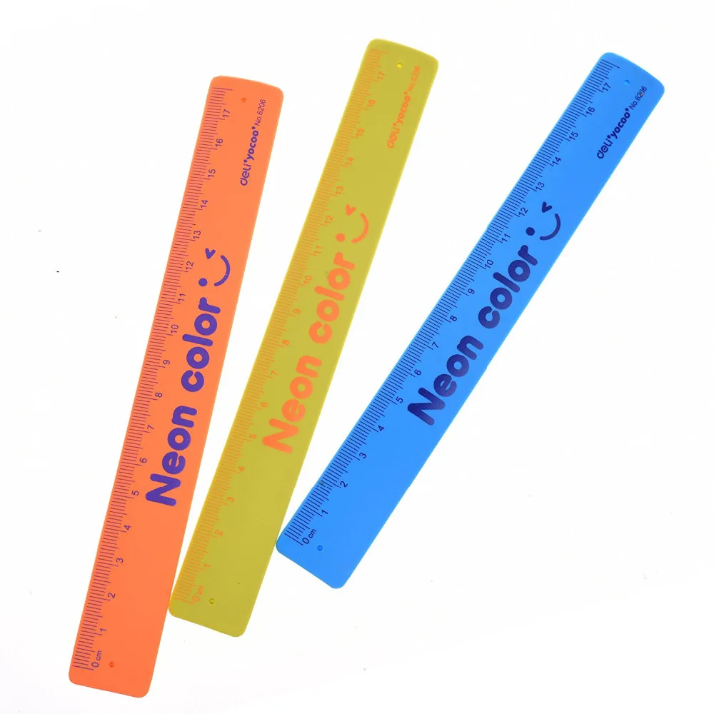 Pack of 3 Random Color 17cm Soft Shatterproof Flexible Ruler Wristband