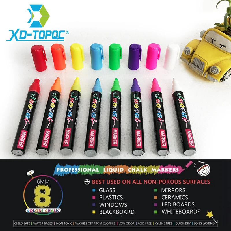 XINDI New Liquid Chalk Highlighter Fluorescent Marker Pen  Erasable Multi Colorful Art Painting For Whiteboard Glass Chalkboard