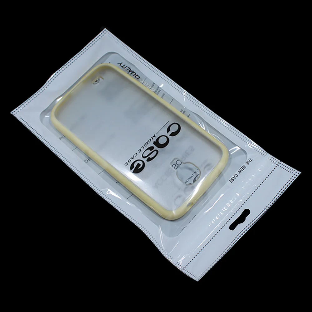 50Pcs/Lot Phone Case Packaging Bags Yellow and White with Euro Hang Hole Ziplock Case Packing Pouches for iPhone 7 7plus 6 6s