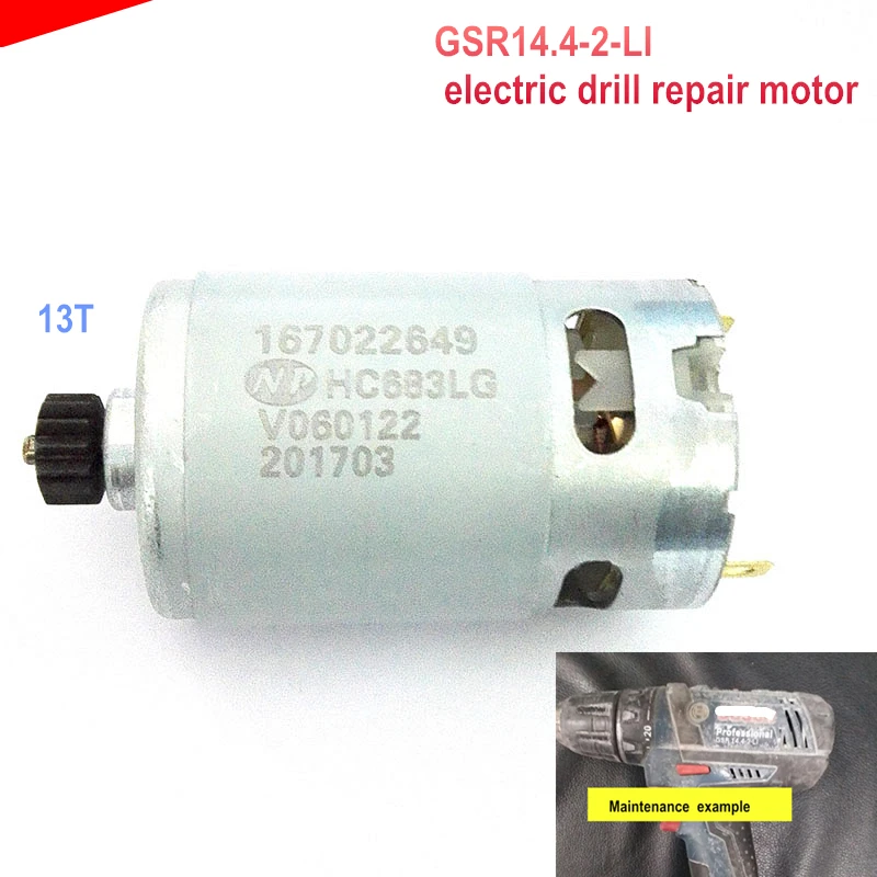 Original GSR14.4-2-LI Electric Drill Repair Motor Screwdriver Machine V1607022649 With 13T Gear HC683LG