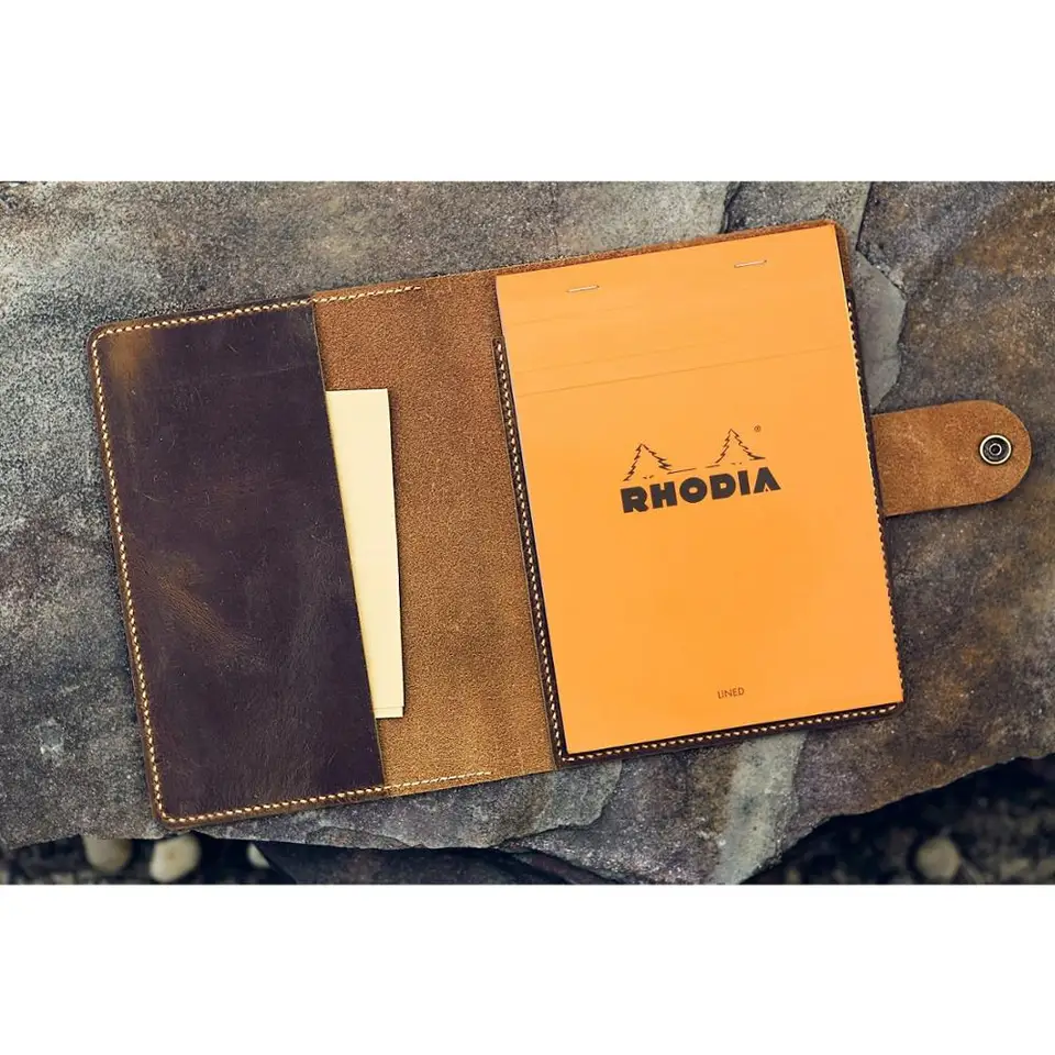 Personalized real genuine leather cover case for RHODIA pad