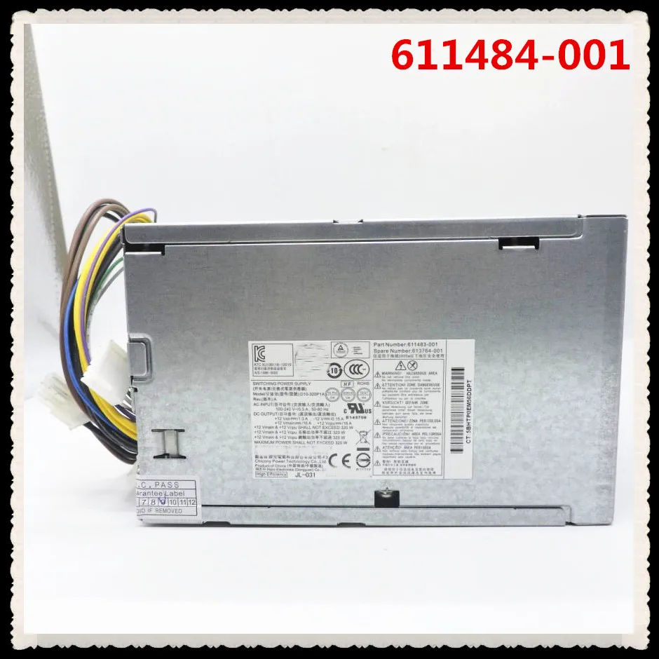 For 8000 8200 6200 6000 MT 320W 611484-001 613765-001 PS-4321-9H 503377-001 Power Supply