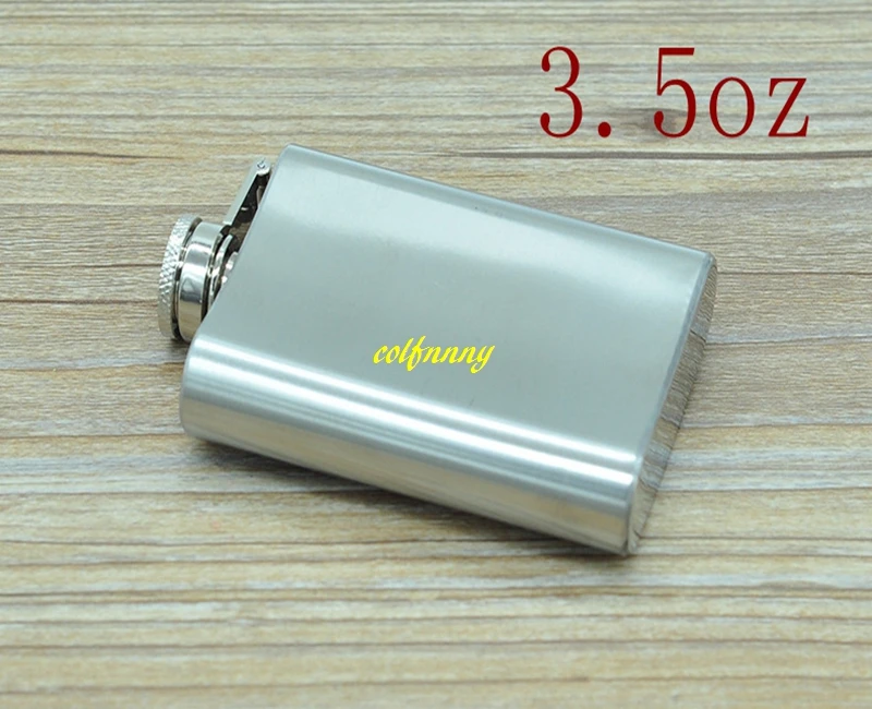 

100pcs/lot Fast shipping 3.5 oz Stainless Steel Hip Flask 3.5oz Portable Pocket Liquor bottle With Retail box