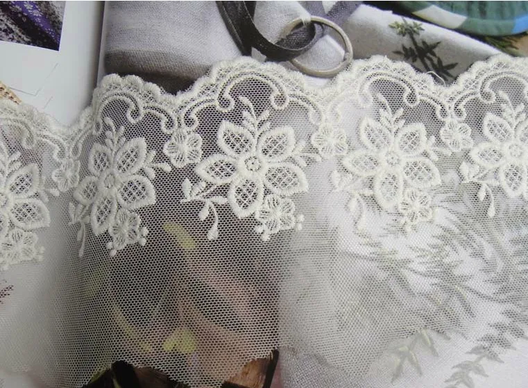 

10 yard/lot width 3.94" 10cm ivory mesh embroidered lace trim ribbon 29436L4K197