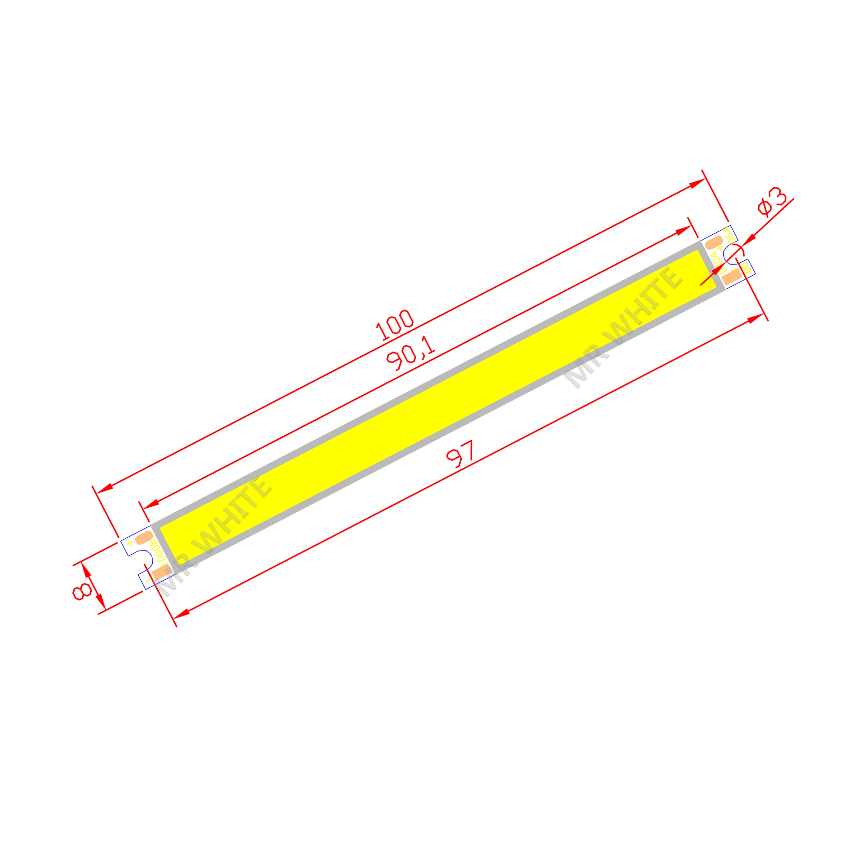 100mm 8mm LED Strip COB module Light Source Lamp 12V DC red blue green Warm White 5W LED FLIP Chip Bulb for DIY lamp