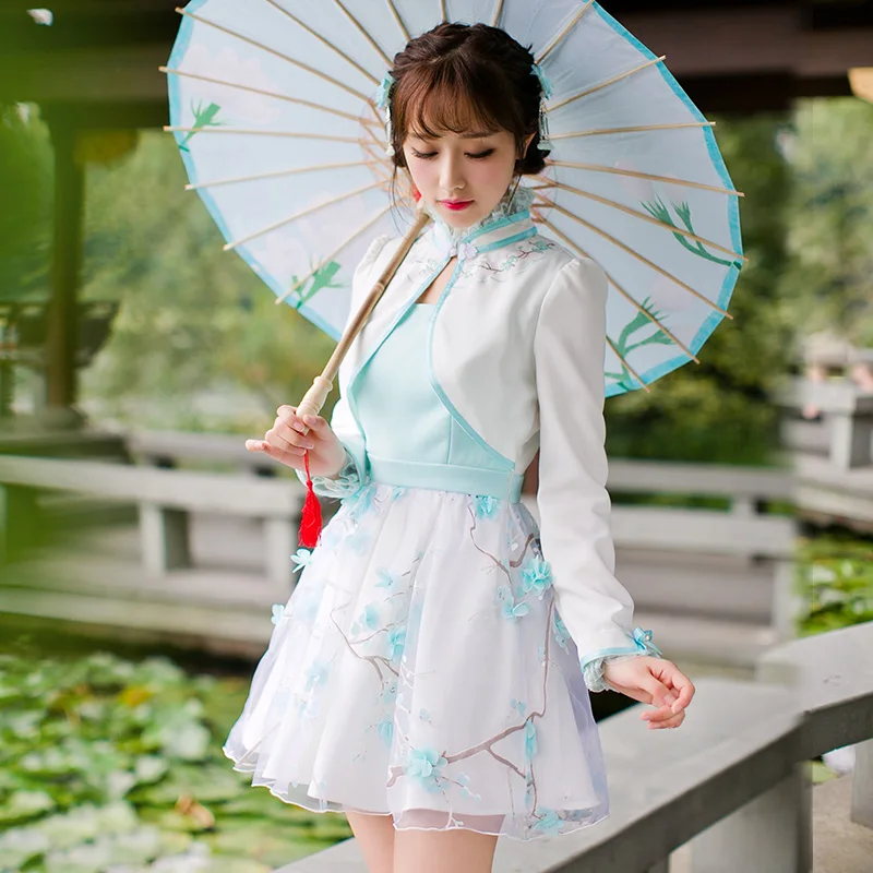 

Princess sweet lolita white flower dress Candy rain Sweet printing A-line solid flower decoration Chinese style C16CD6168