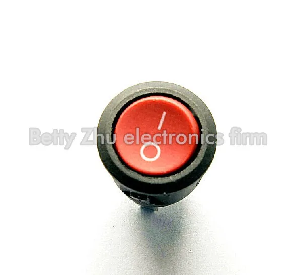 20PCS/LOT Round Rocker Switch KCD1-105 Red 2 feet 2 files rocker switch 10A / 125V 6A / 250V