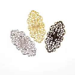 무료 배송 10Pcs 선조 랩 꽃 커넥터 금속 공예 선물 장식 DIY 결과 57x28mm