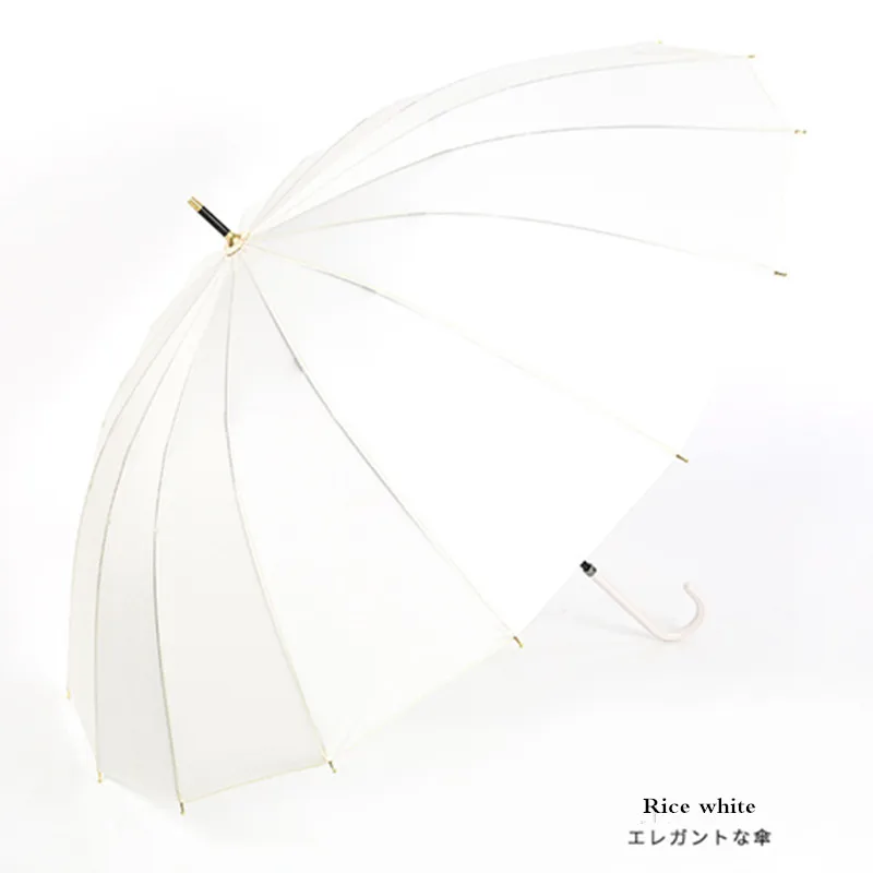 PALONY-Automatic Double Layer Windproof Umbrella, Large, Simple, Long Handlefemale, Fresh, Female, 16 Bone