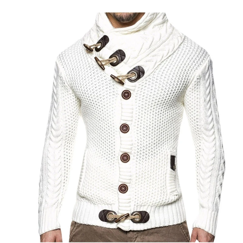 Suéteres de cuello alto para hombre, Jersey de punto, abrigo, abrigos, ropa de manga larga, holgado, novedad, invierno, 2019